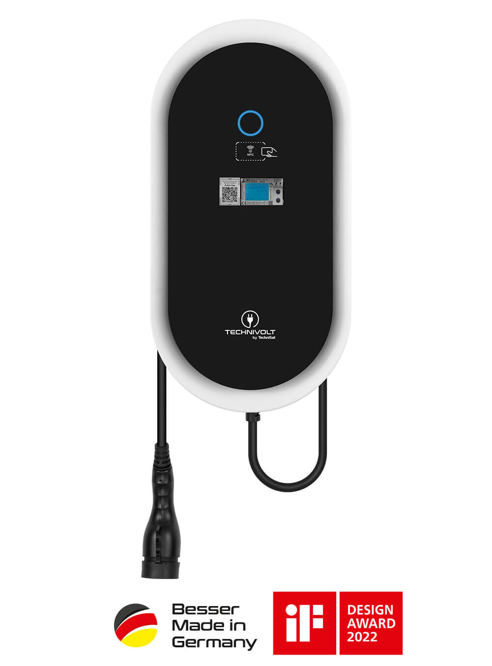 TECHNIVOLT 2200 SMART PRO:Eichrechtskonforme 22 kW Ladestation mit fest verbundenem Ladekabel